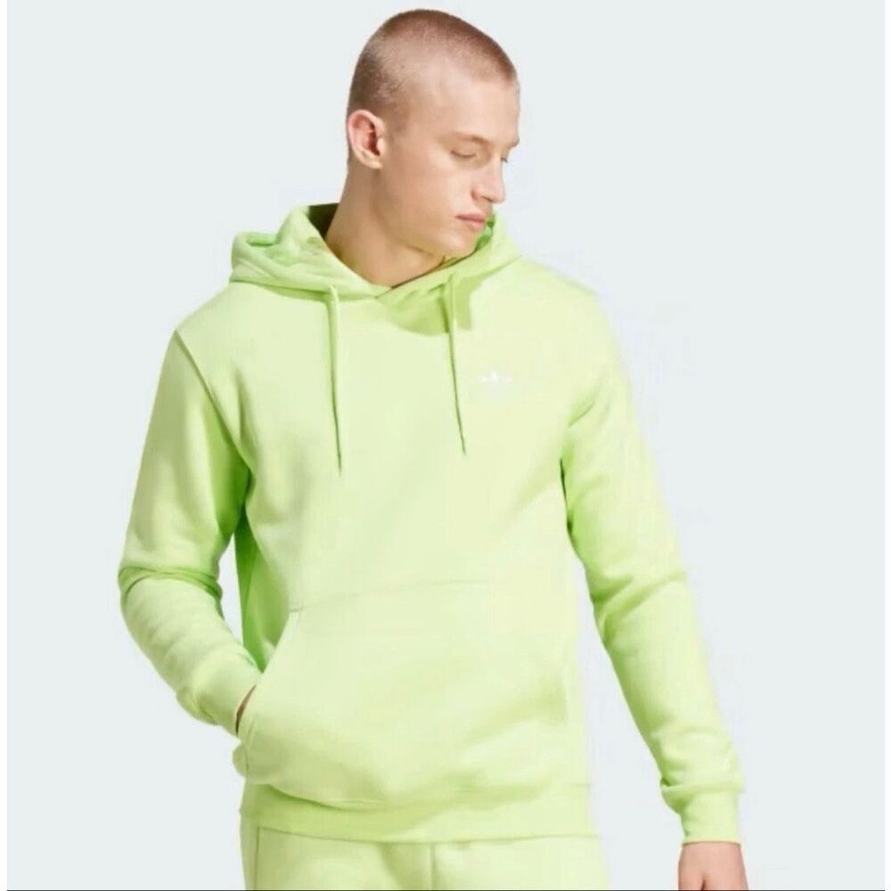 NWT Adidas Originals Men’s TREFOIL ESSENTIALS HOODIE In Pulse Lime Size 2XL